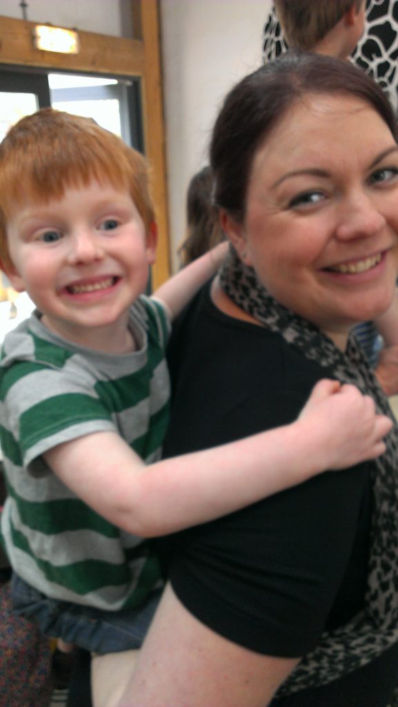 Yorkshire Wildlife Park - Mummy giving Ben a piggyback