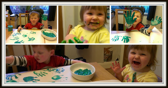 Christmas sensory and craft activity - hand print Christmas tree