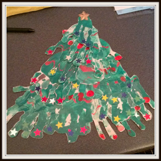 easy handprint Christmas tree craft for toddlers and young children