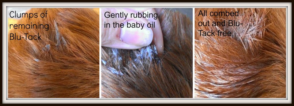 remove blu tack from hair