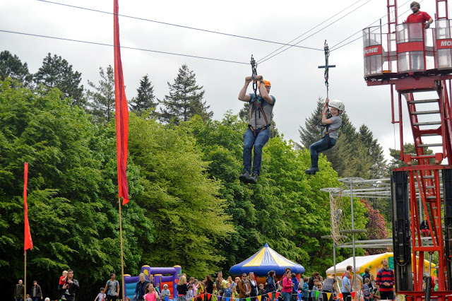 Boys on the zip wire at Geronimo Festival