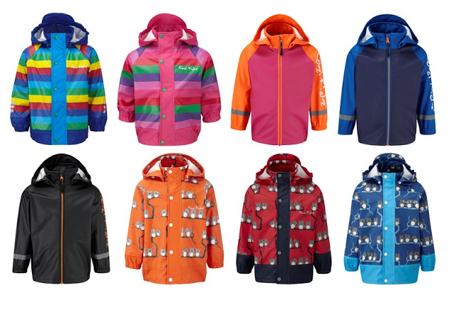 Kozi Kids brightly coloured raincoats