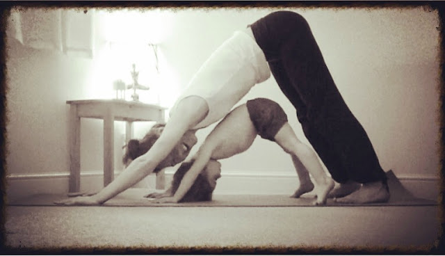 Yoga mother and daughter