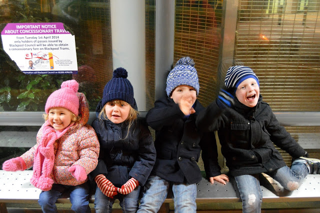 All wrapped up and waiting for the tram to see Blackpool Illuminations