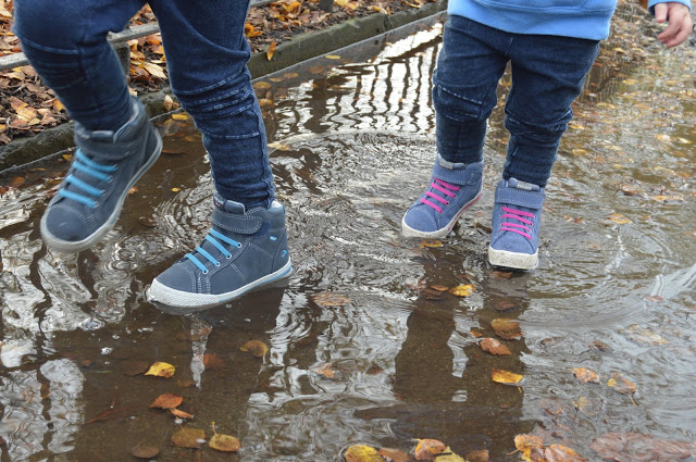 gore-tex shoes walking through puddles