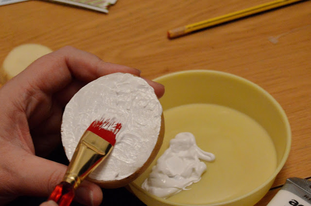 Painting a potato for printing