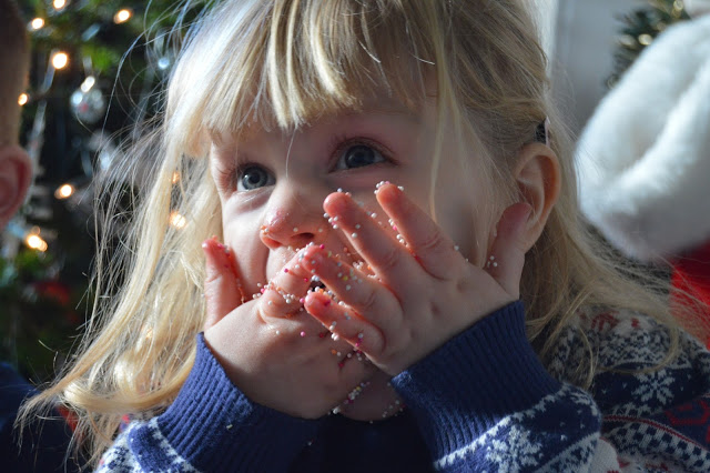 Toddler eating hundreds and thousands Toddler eating hundreds and thousands