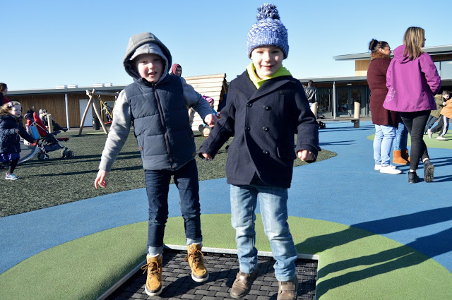 Boys playing at The Ice Cream Farm in the winter