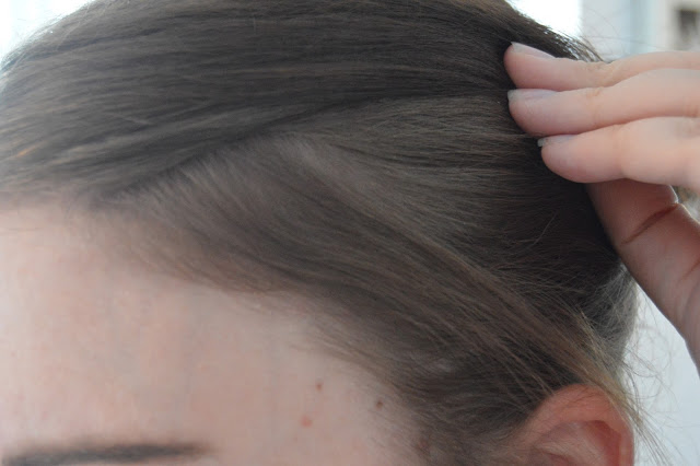 Patchy blonde roots before using Color Wow Root Cover Up