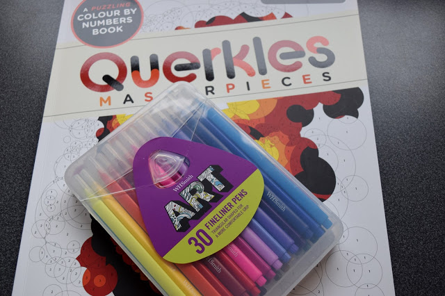 Querkles Masterpieces colour by numbers and fineliner pens