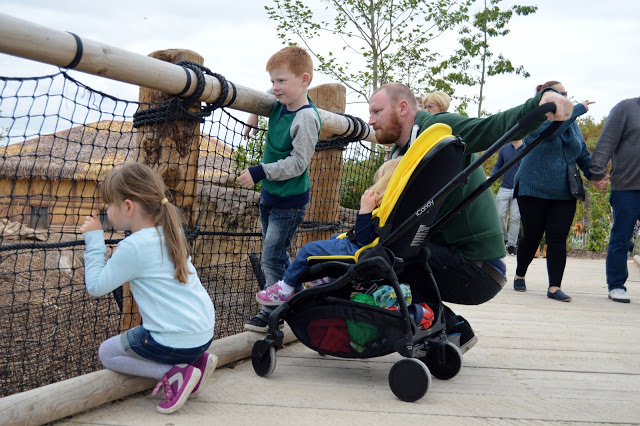 toddler in icandy raspberry pushchair at Chester Zoo