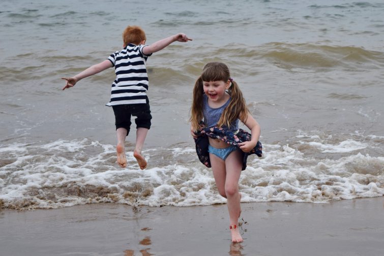 Splashing in the sea