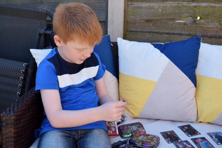sorting Hero Attax cards
