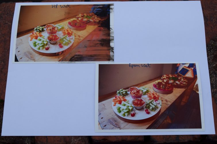 Wet smudge test - HP Instant Ink printer vs Epson