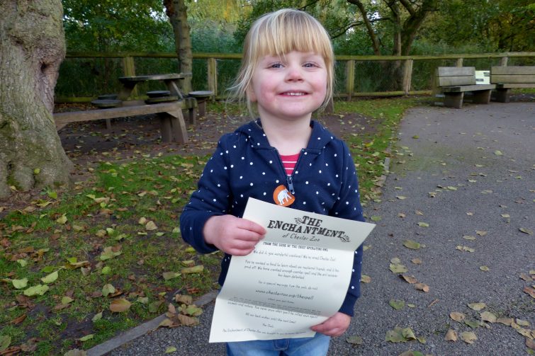 Amy shows her letter from The Enchantment of Chester Zoo