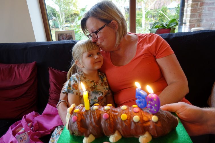 Granny and Amy with their birthday cake