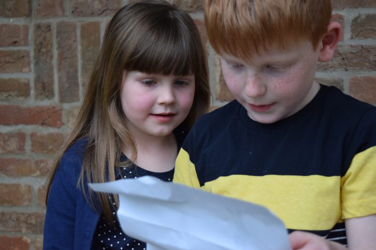 Reading a letter from the Easter bunny