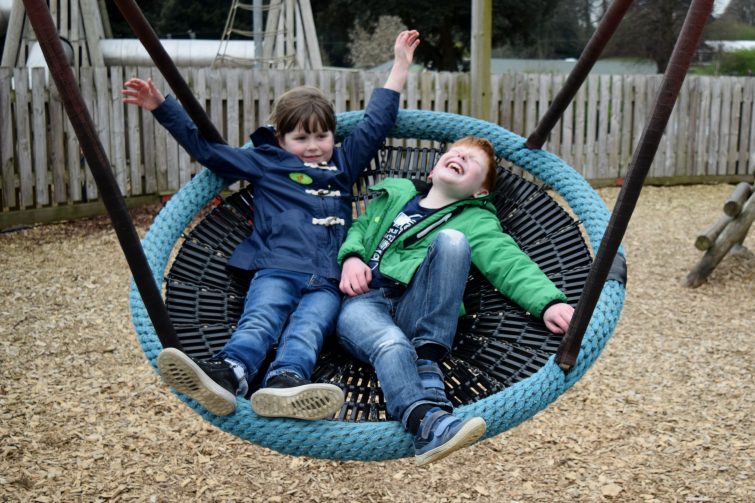 large swing in the play area