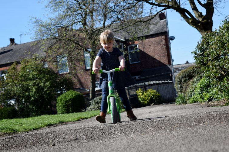 learning to ride the Y Velo Balance Bike