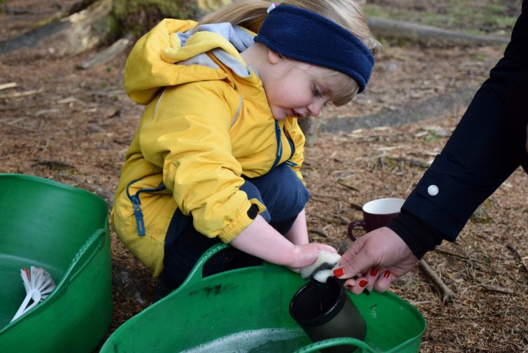 Washing up in the woods