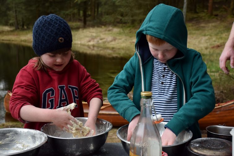 Making pizza breads for the campfire