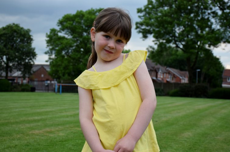 Summer 2017 Nutmeg clothing for kids - yellow cold shoulder top