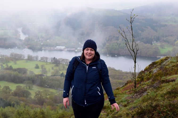 Climbing Gummer's How in the fog