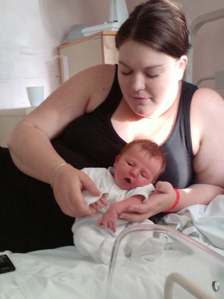 Mummy and newborn baby in hospital