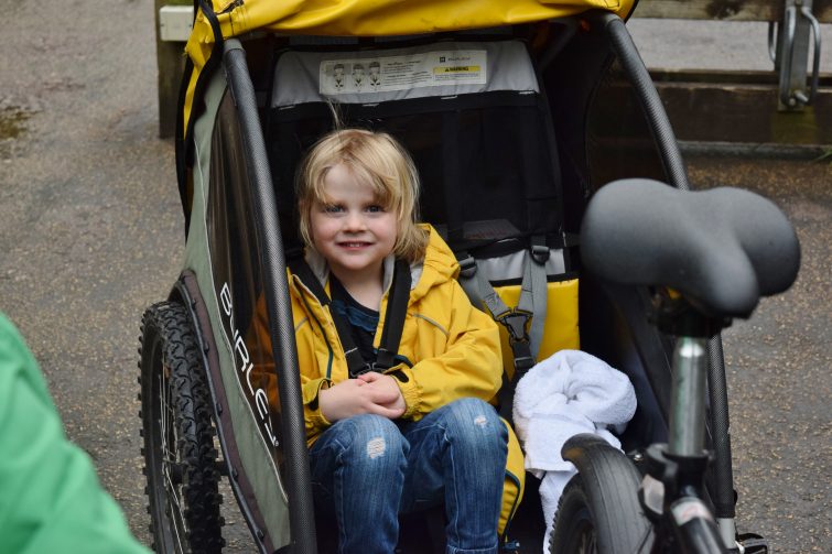 Bike with a trailer at Center Parcs, Whinfell Forest
