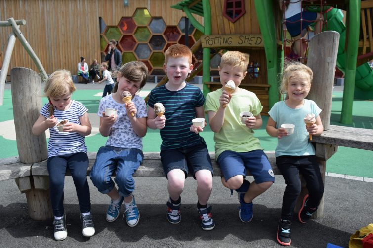 Eating ice creams at The Ice Cream Farm