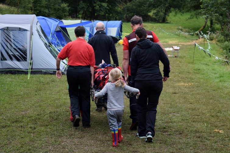 Carrying a patient on a Mountain Rescue stretcher