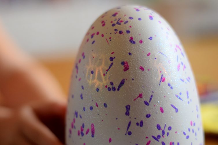 The Hatchimal's eyes glow through the egg to let you know what it needs