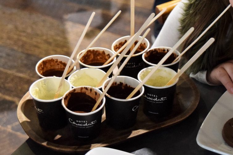 Hotel Chocolat Children's Chocolate Workshops - melted chocolate for decorating