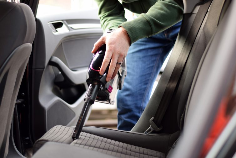 Shark handheld vacuum cleaner in the car