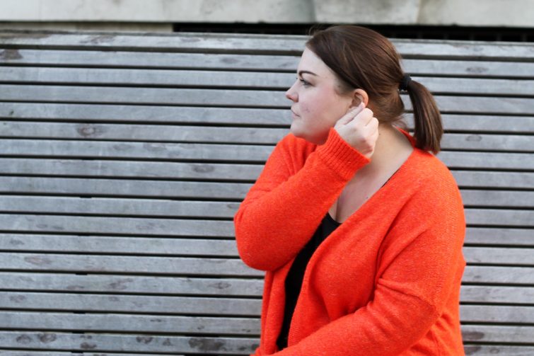 orange mohair cardigan