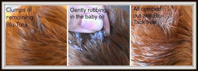 How to remove blu-tack from hair
