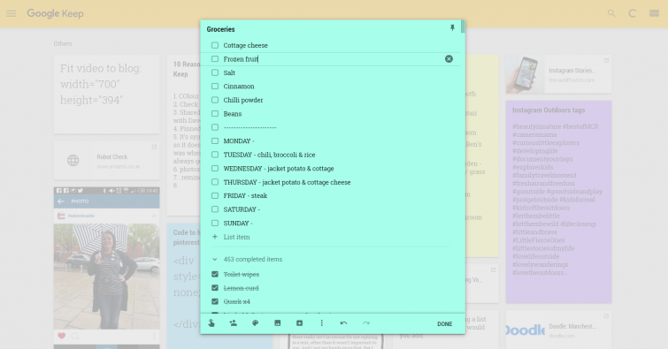 Checklists on Google Keep - this is great for a shared shopping list!
