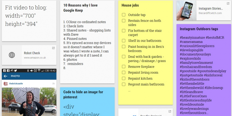 Google Keep - desktop note taking service and organisational tool