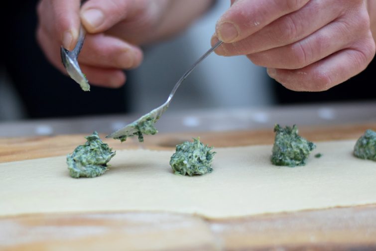 Spinach ravioli