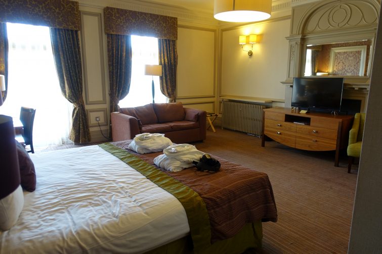 Two large windows looking out onto the gardens - The Majestic Hotel, Harrogate