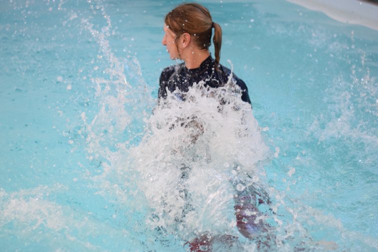 Puddle Ducks Swim Academy jumping into the pool in pyjamas is an important safety lesson