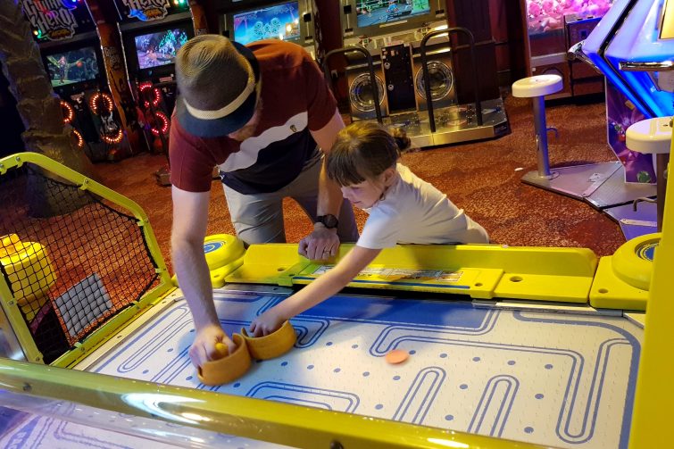 Coral Island | We're going on an adventure - Father and daughter playing air hockey