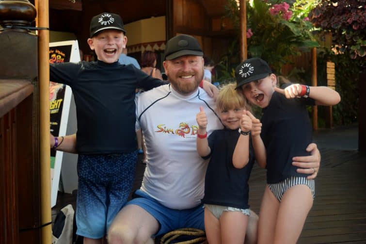 Siam Park with kids - wear appropriate clothing. Rash vests are a great idea for extra sun protection