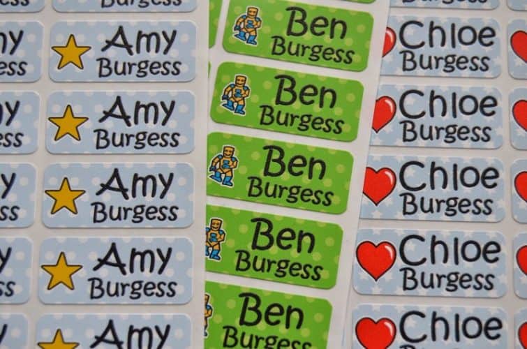 My nametags colour personalised labels