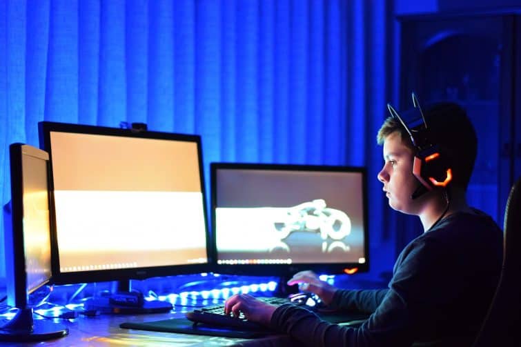 Child playing computer games