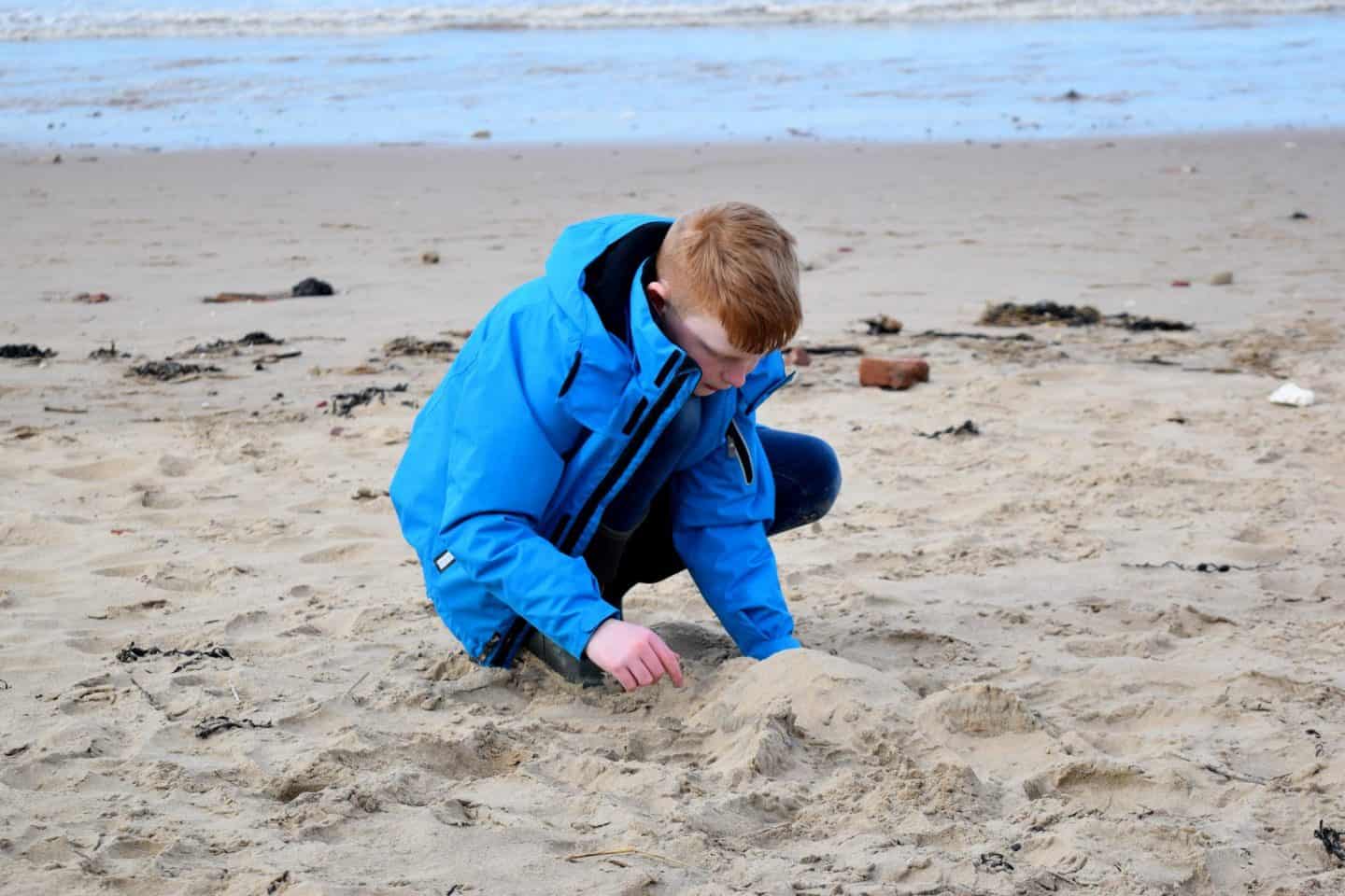 Making a sand sculpture at Formby