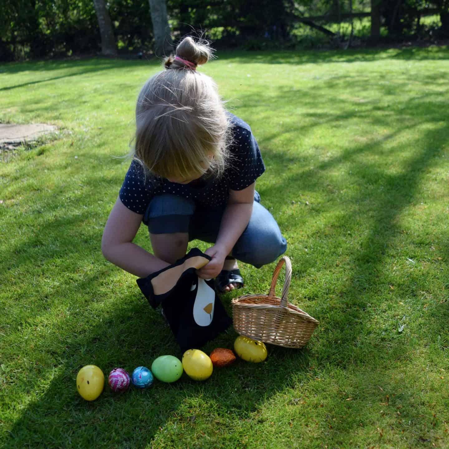 Easter egg hunt in Granny's garden
