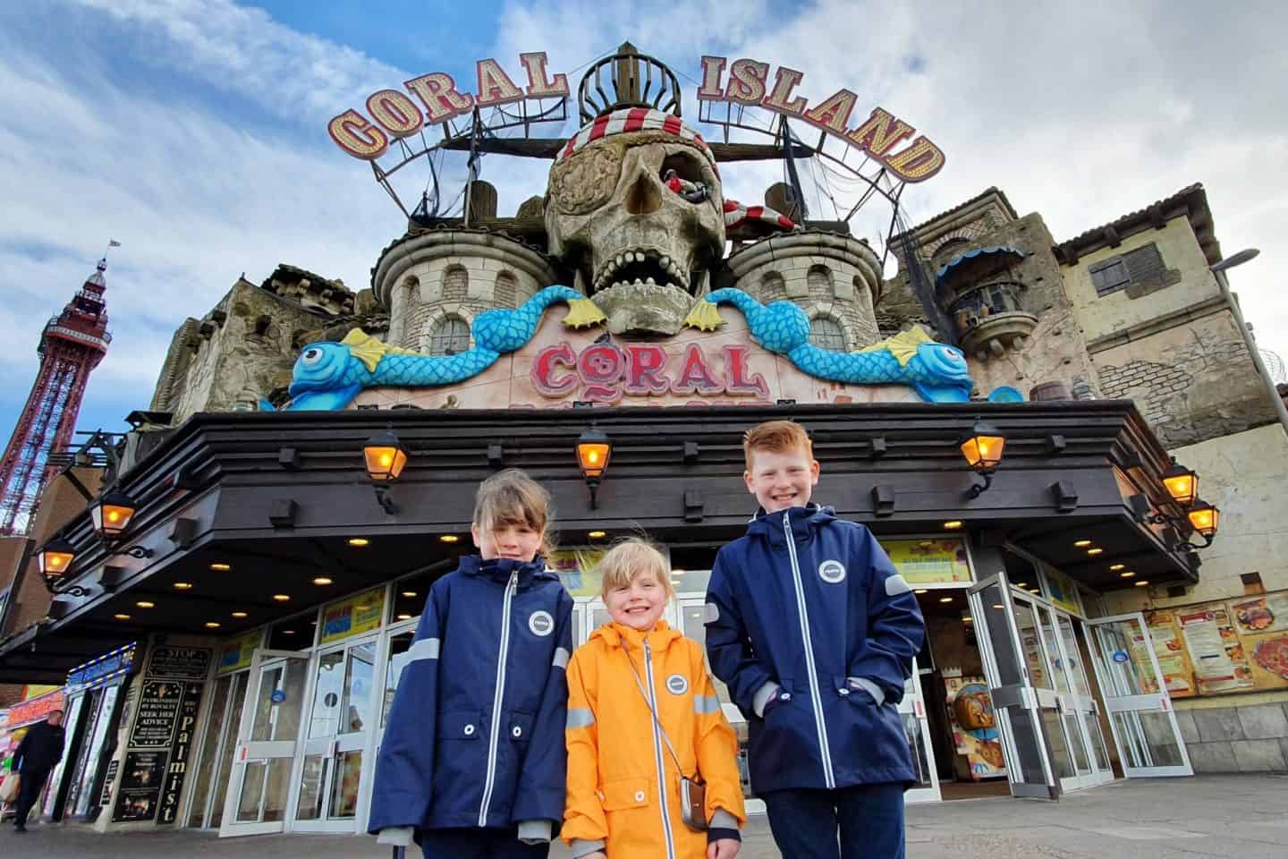 Children standing outside Coral Island in Blackpool
