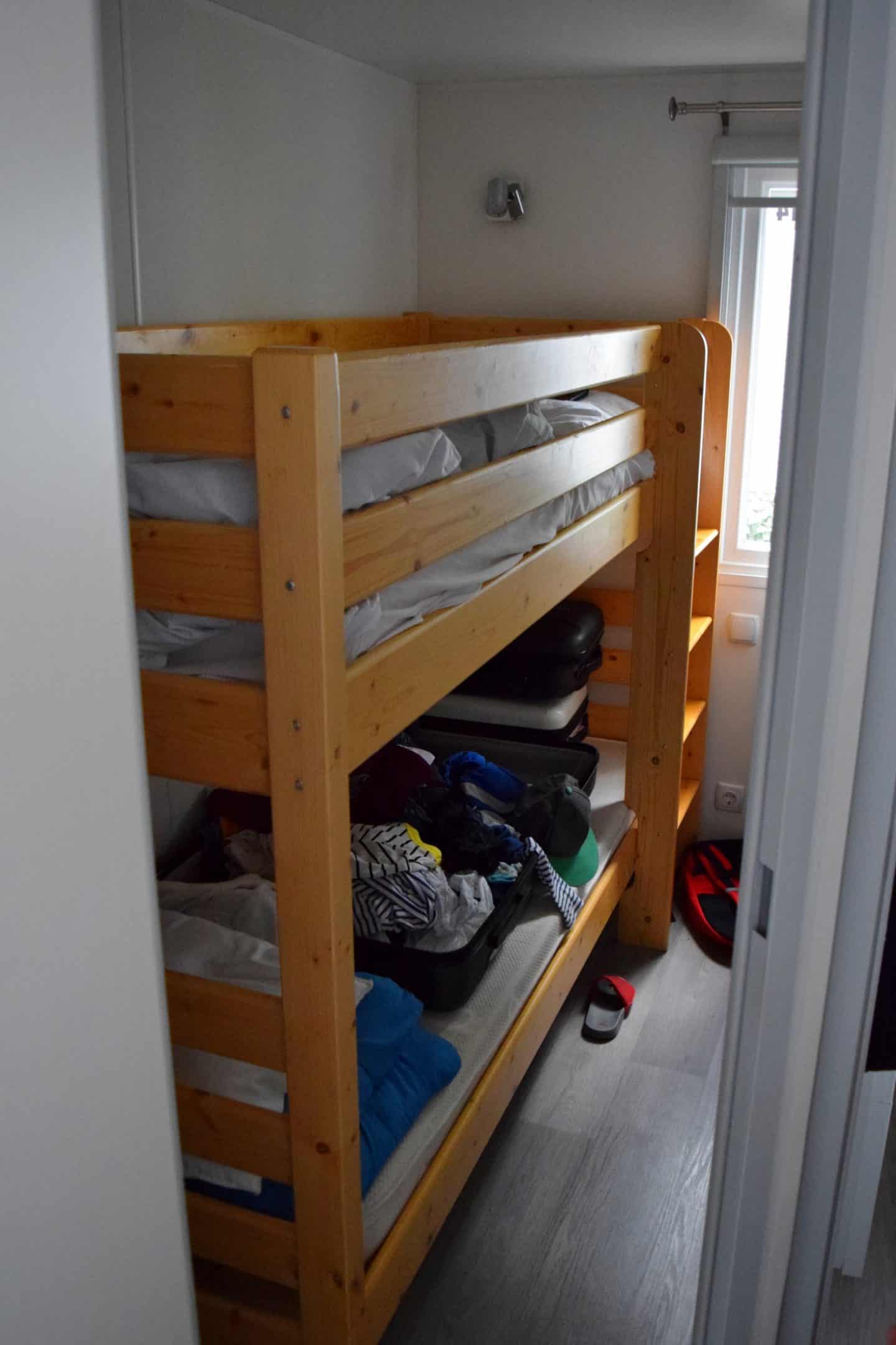 Bunk room in Eurocamp Avant - this room would sleep two children but isn't suitable for adults