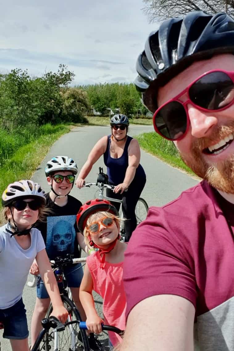 Family bike ride down the Canal du Midi in the South of France
